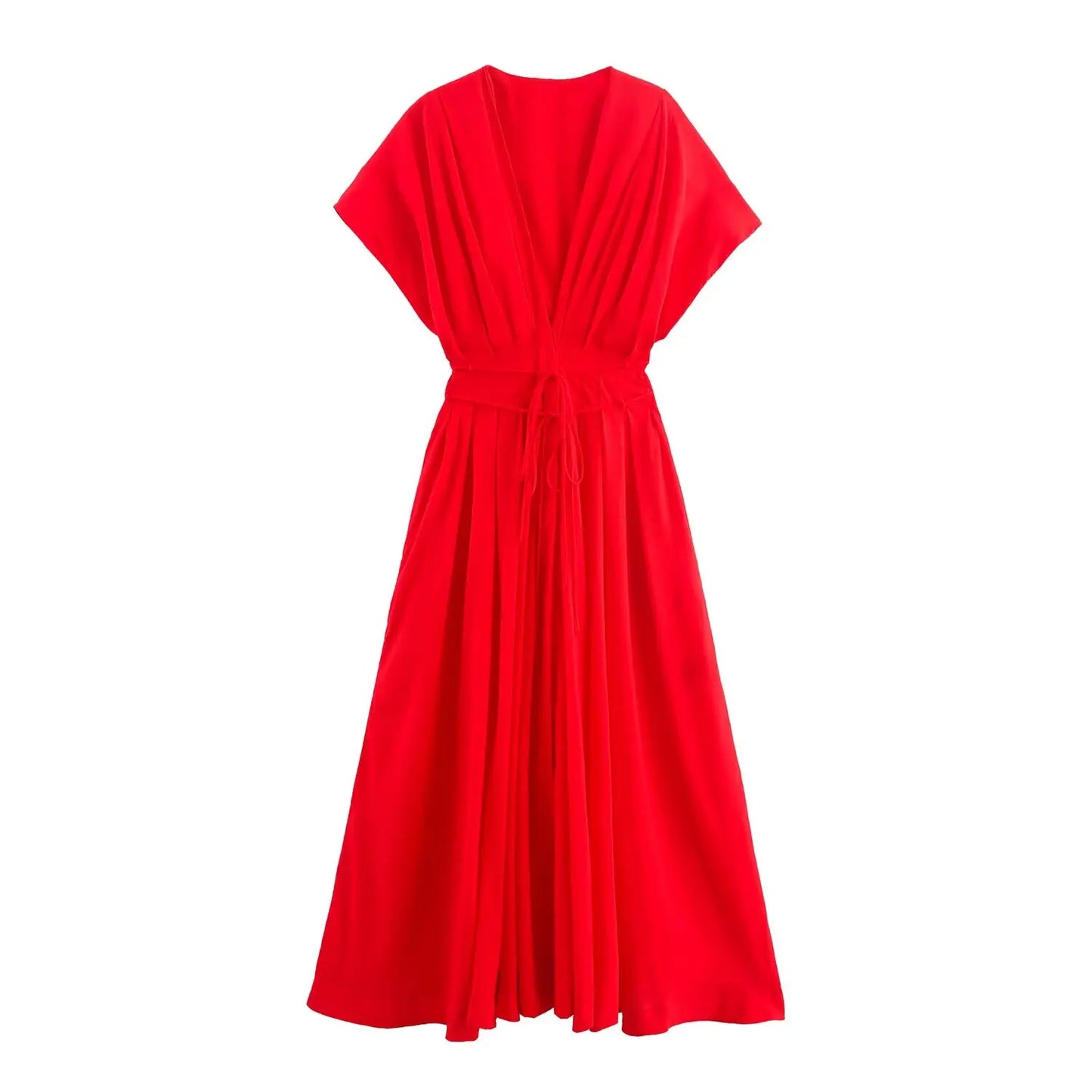Amoura Dresses™ Single-Breasted Midi Dress Women V-Neck