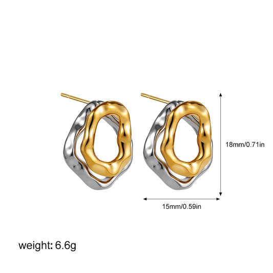 Elara Jewelry™ Aurielle Sculpted Dual-Tone Earrings
