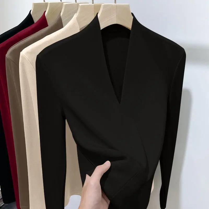 Lunara Winter™ Deep V Surplice Wrap Knit Top