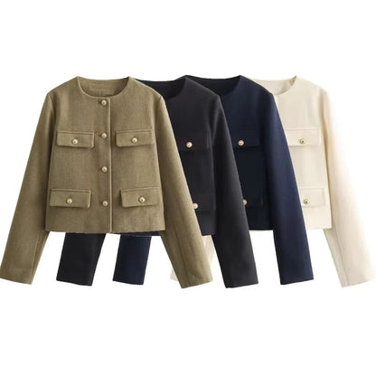 Lunara Winter™ Cropped Tweed Button Jacket