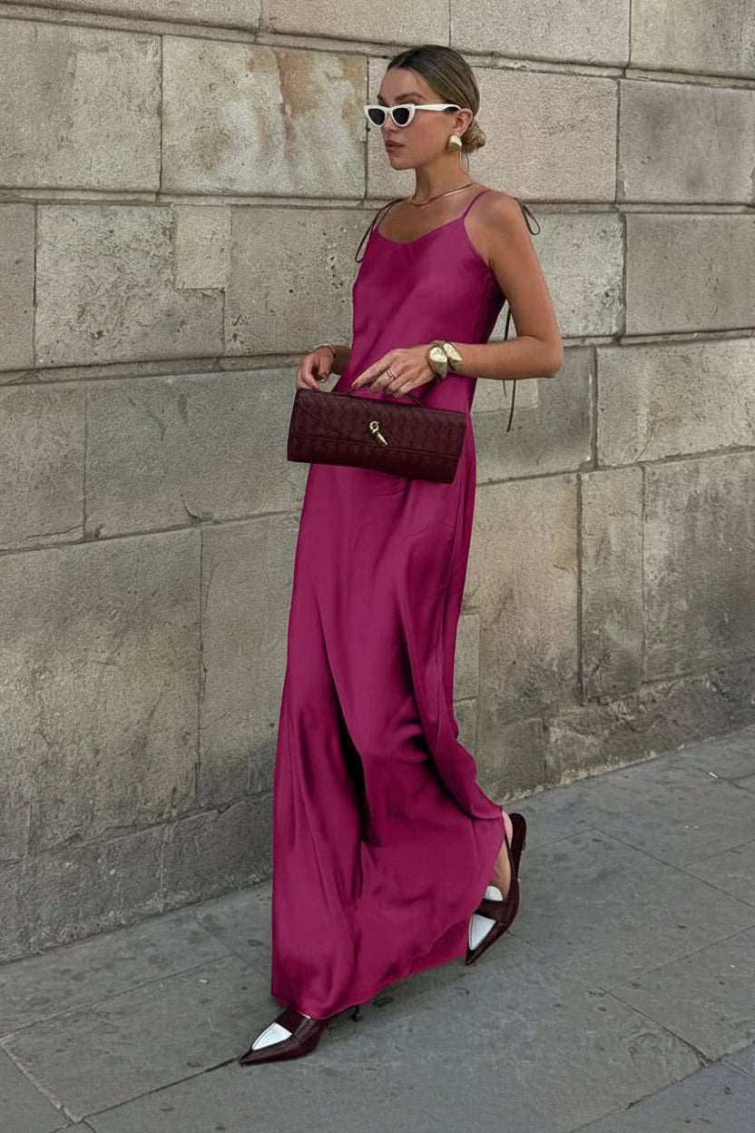 Satin Éclat™ Sleeveless Long Satin Dress