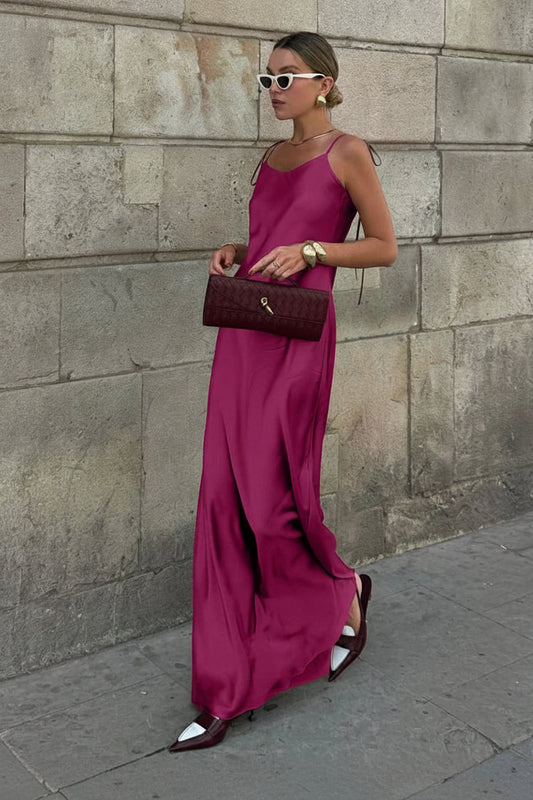 Satin Éclat™ Sleeveless Long Satin Dress