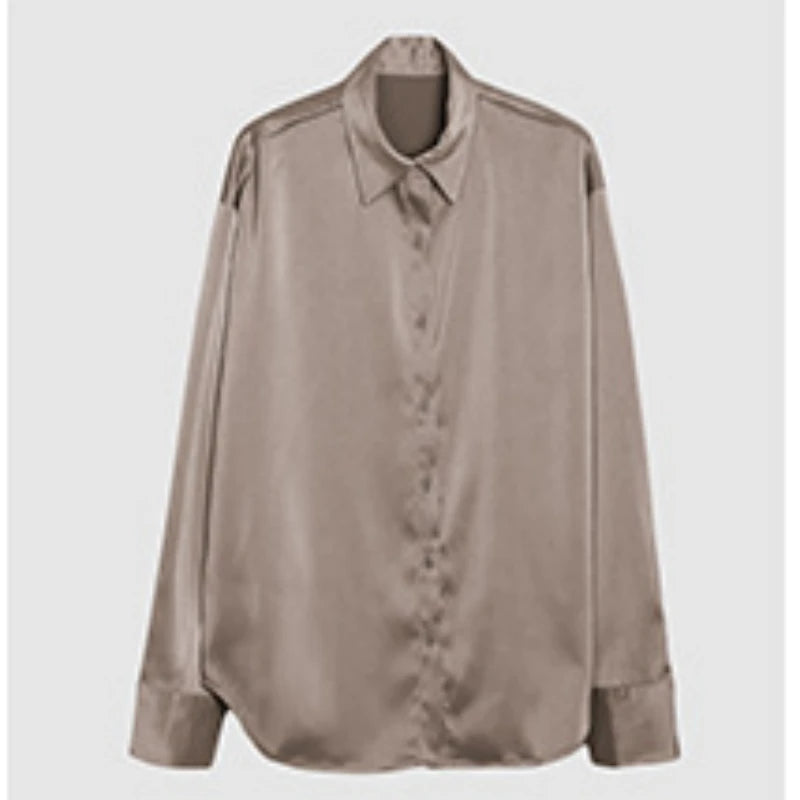 SatinÉclat™ Button Blouse Women