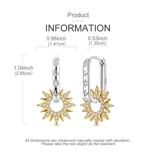 Elara Jewelry™ Sunburst Crystal Hoop Earrings