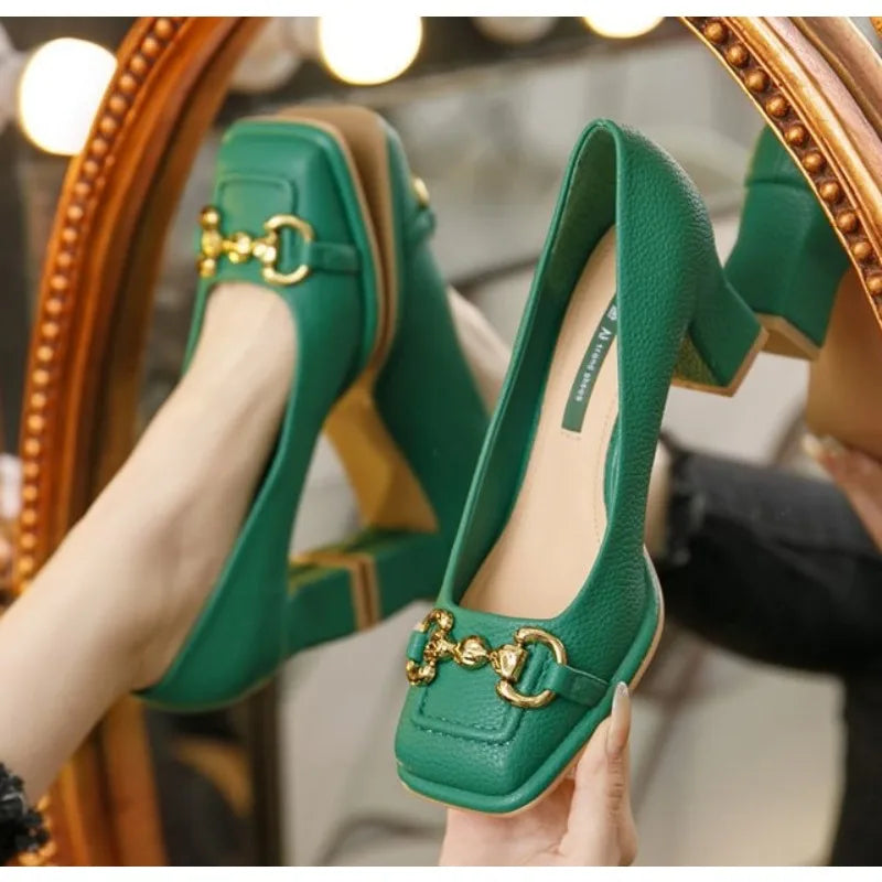 Solenne Shoes™ Escarpins à talons épais et bout carré