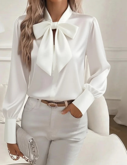 Satin Éclat™ Women’s Bow Long Sleeve Shirt