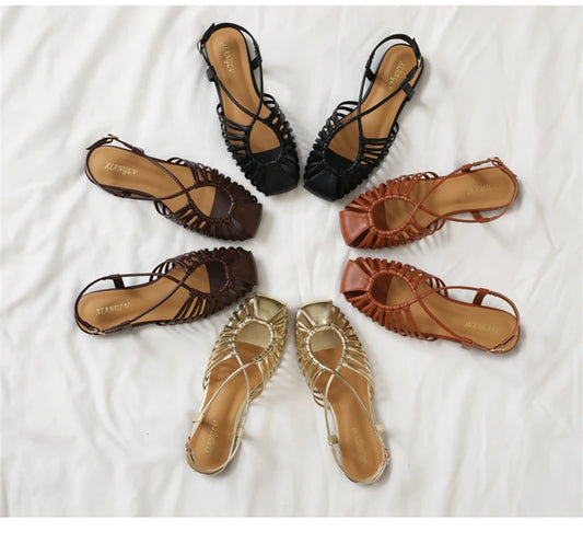 Solenne Shoes™ Casual Metallic Flat Sandals