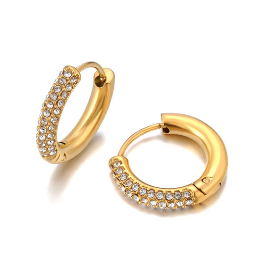 Elara Jewelry™ Crystal Pavé Huggie Hoop Earrings