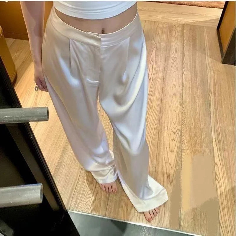 Pantalon large taille haute Satin Éclat™