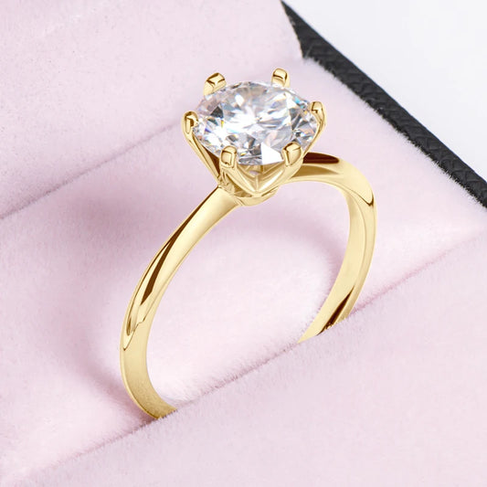 Elara Jewelry™ Aurora Solitaire Gold Ring