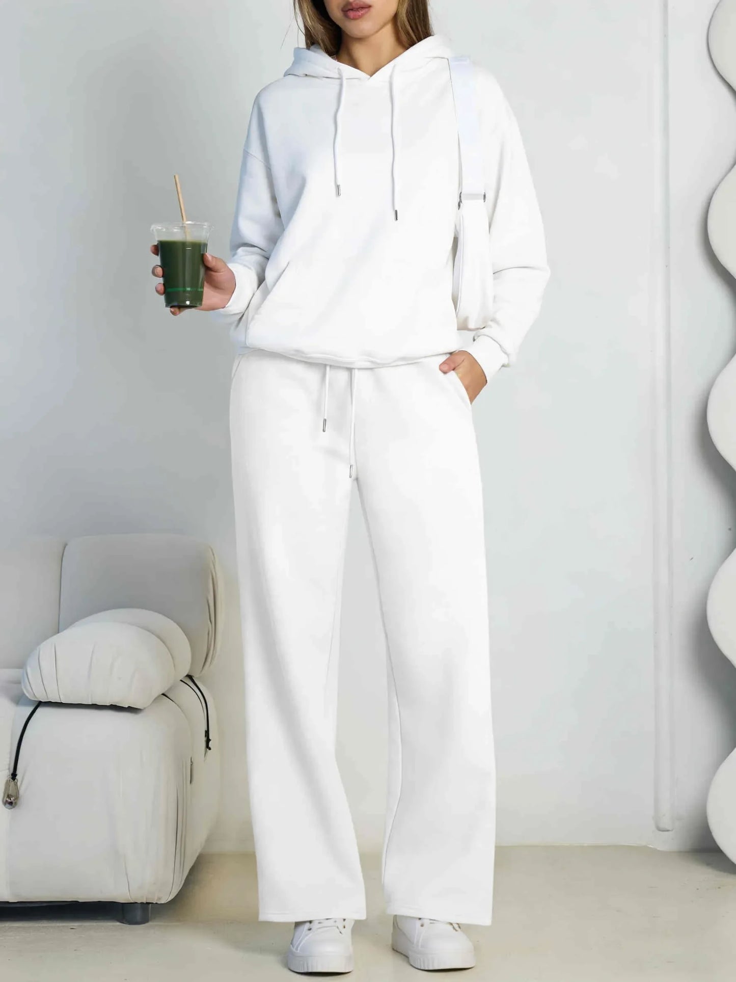 Lunara Winter™ Conjunto de 2 piezas con sudadera con capucha de invierno y pantalones anchos