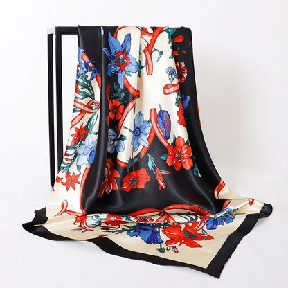 SatinÉclat™ Fashion Silk Square Scarf for Women