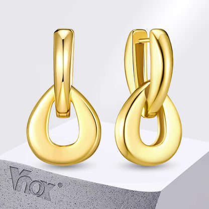 Elara Jewelry™ Two Tone Drop Earrings