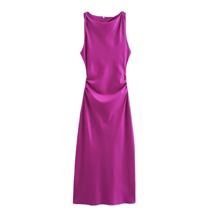 Amoura Dresses™ Sleeveless Satin Texture Dress
