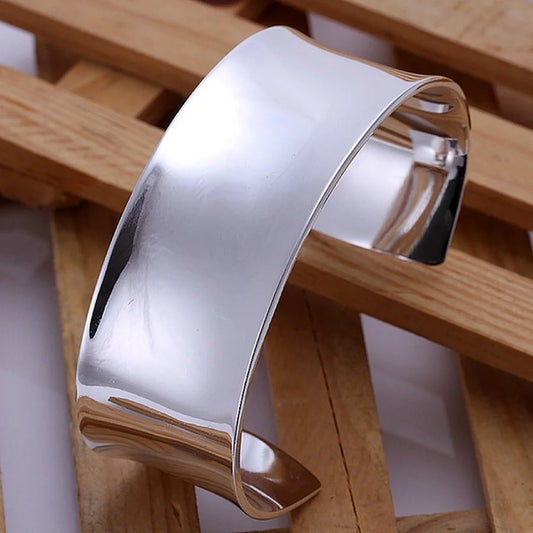 Elara Jewelry™ Silver Sculpted Cuff Bracelet