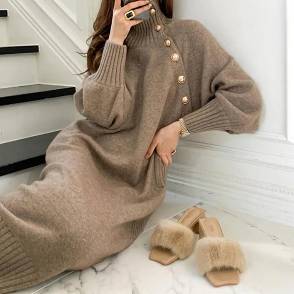 Robe longue boutonnée à col roulé Lunara Winter™