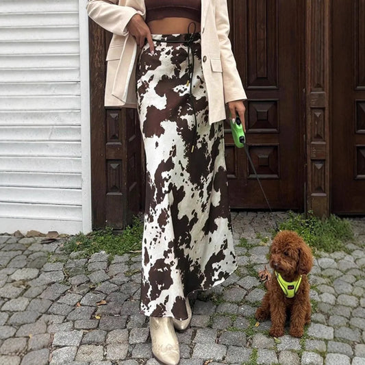 Satin Éclat™ Animal Print Long Skirt