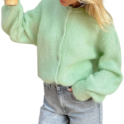 Pull en tricot boutonné à col rond vintage Lunara Winter™