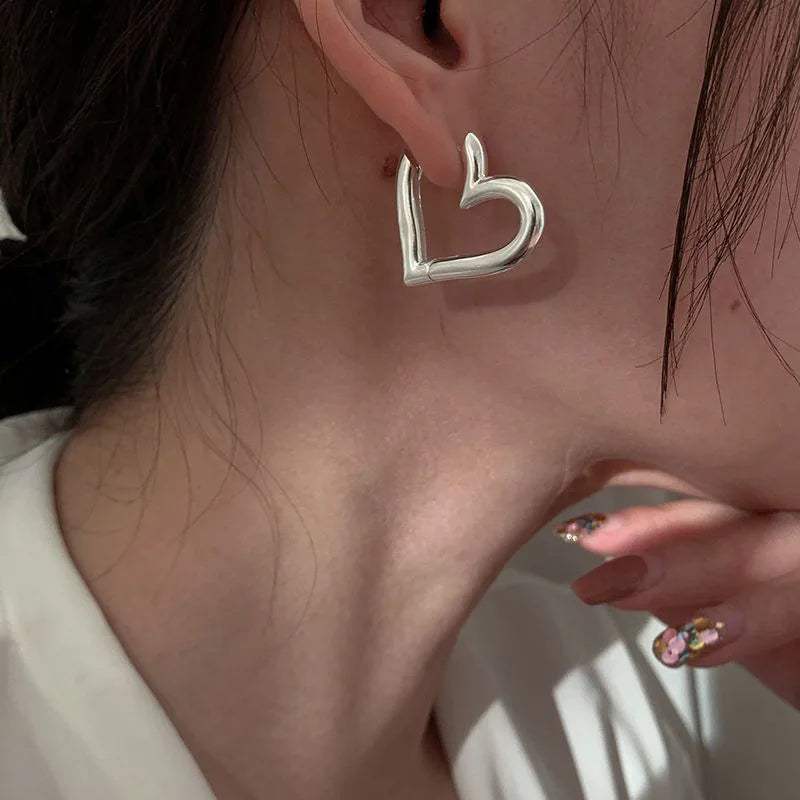 Elara Jewelry™ Silver Open Heart Stud Earrings