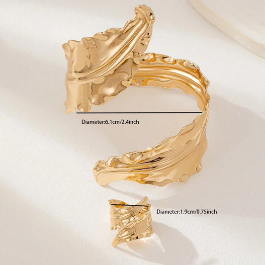 Elara Jewelry™ Sculptural Gold Cuff Bracelet