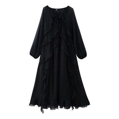 Amoura Dresses™ Chiffon Ruffle Maxi Dress
