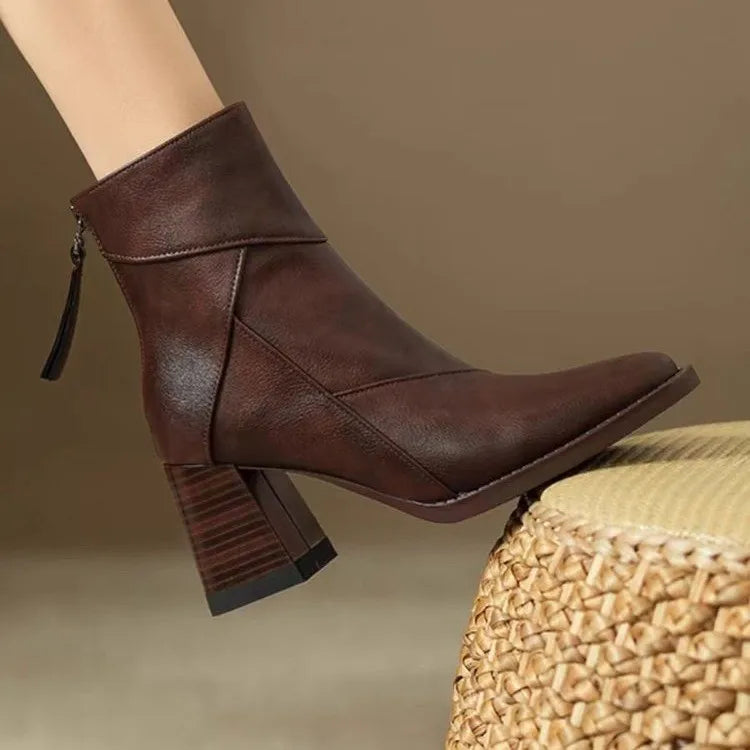 Solenne Shoes™ Leather Women Ankle Boots