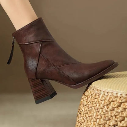 Solenne Shoes™ Leather Women Ankle Boots