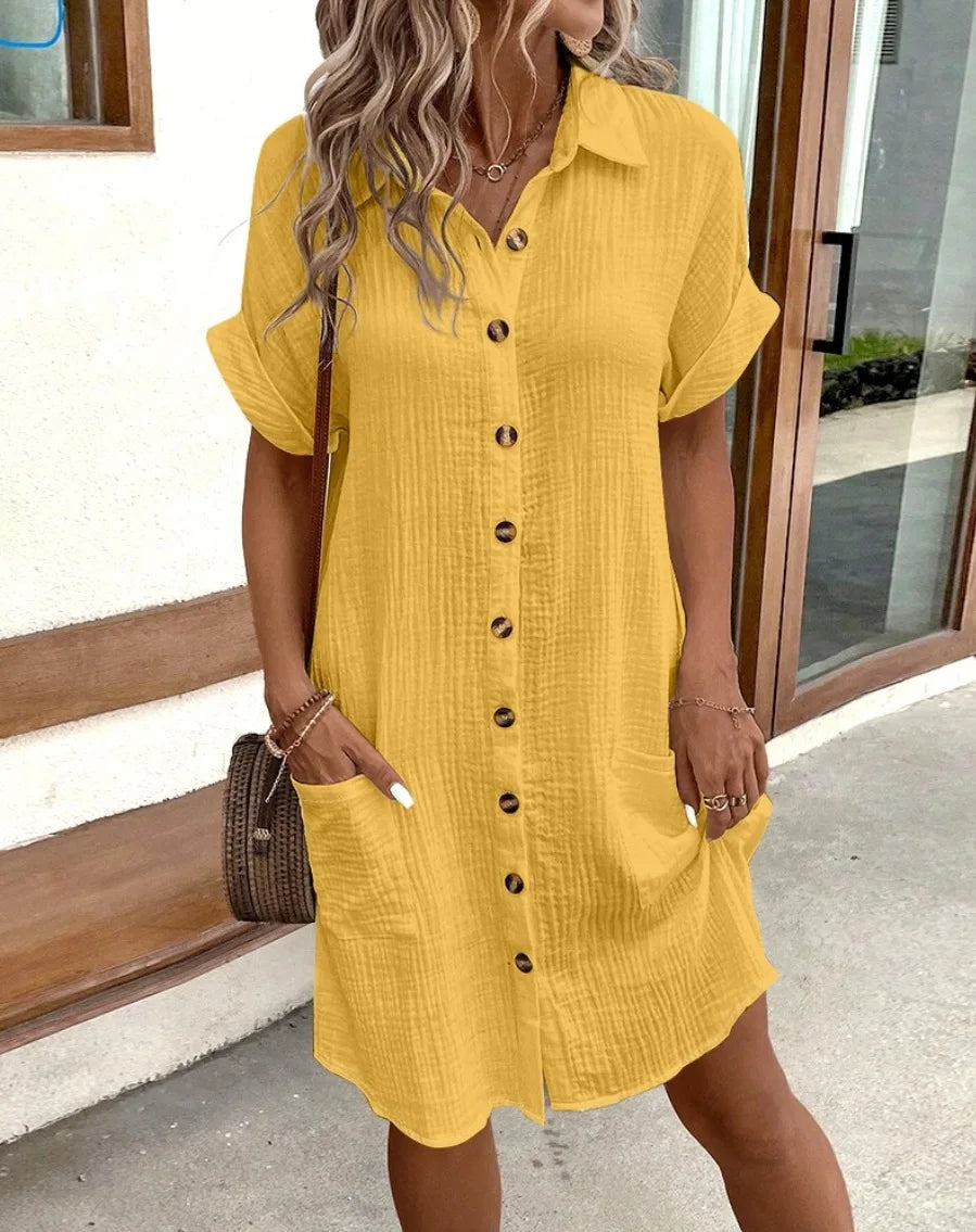 Amoura Dresses™ Retro Cotton Linen Dress