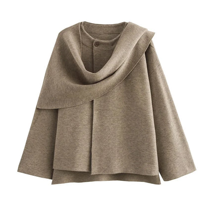 Lunara Winter™ Draped Layered Wool Poncho Coat