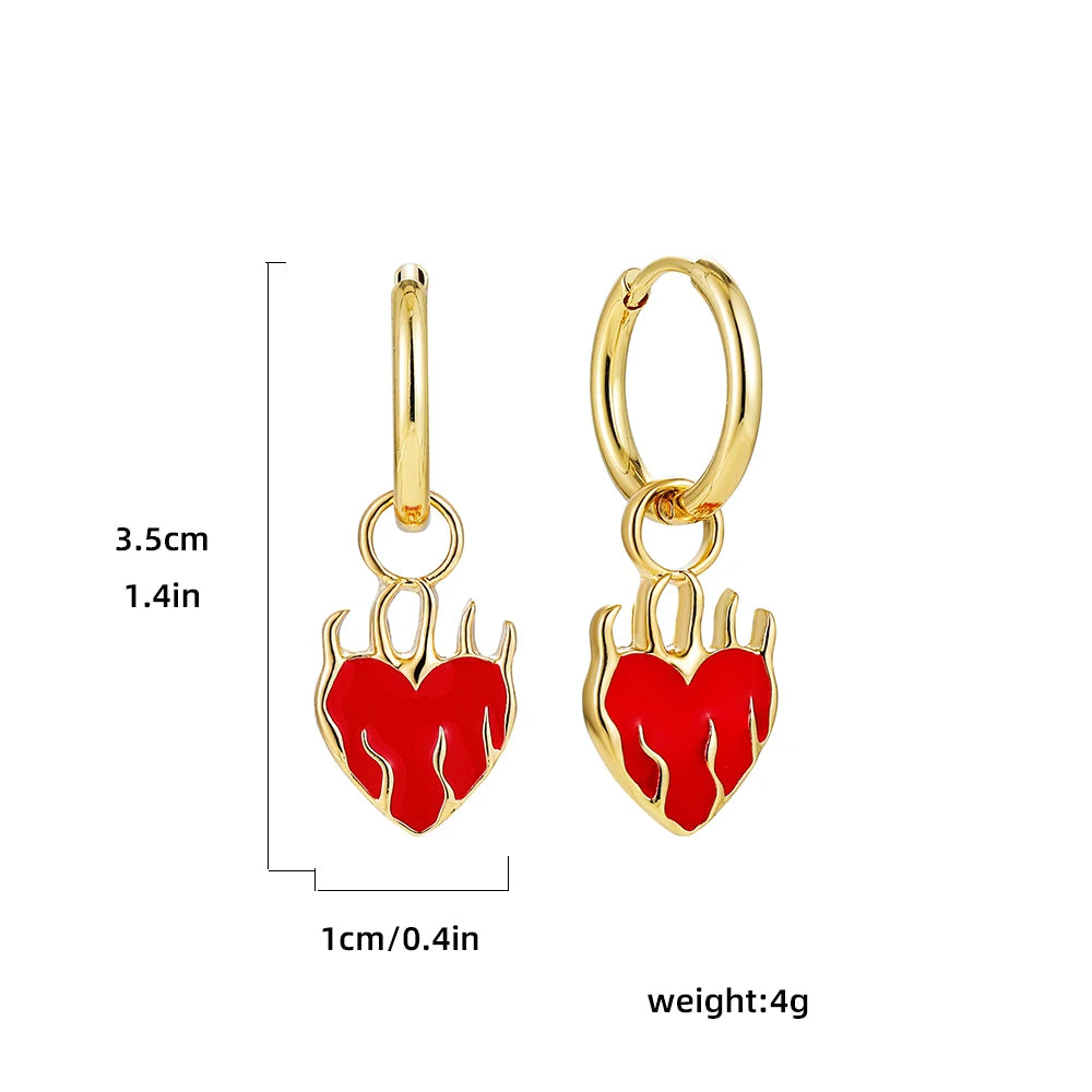 Elara Jewelry™ Flaming Heart Huggie Hoop Earrings