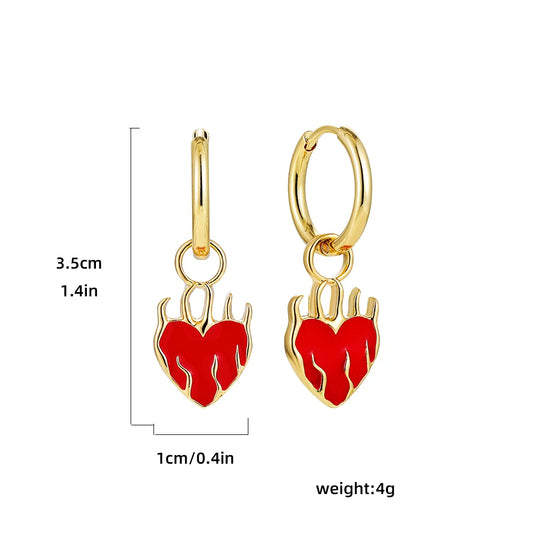 Elara Jewelry™ Flaming Heart Huggie Hoop Earrings
