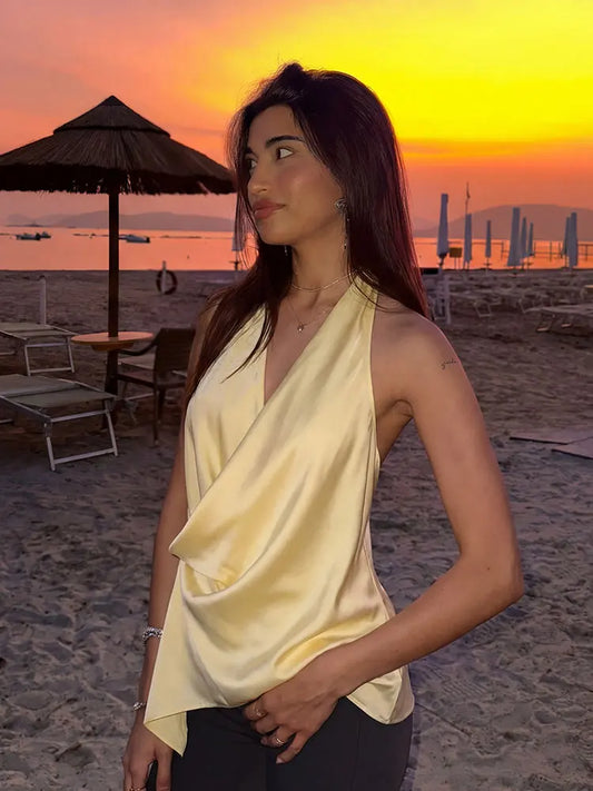Satin Éclat™ Elegant Halter Neck Top