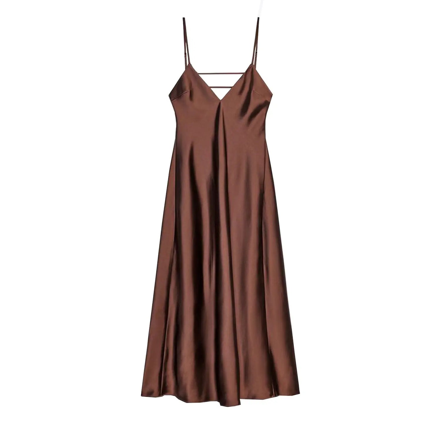 Satin Éclat™ Women’s V-Neck Long Dress
