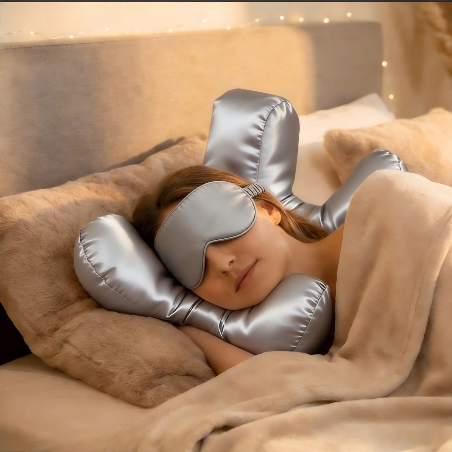 Ensemble de taies d'oreiller pour dormeur latéral SatinÉclat™ avec masque pour les yeux