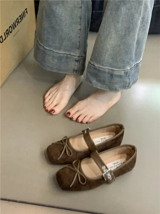 Solenne Shoes™ Square-Toe Bow Ballet Flats