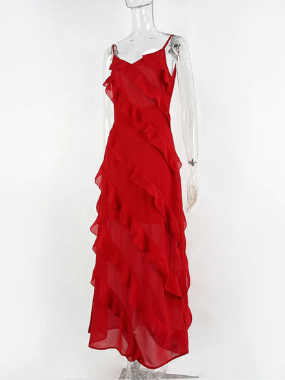Amoura Dresses™ Chiffon Long Dress with Ruffle