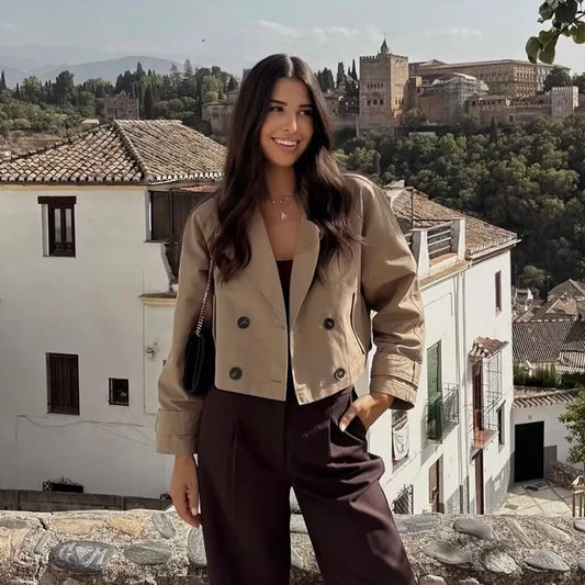Lunara Winter™ Double Breasted Short Trench Coat