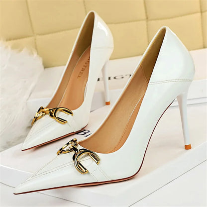 Solenne Shoes™ Metal Buckle Low Heel Pumps