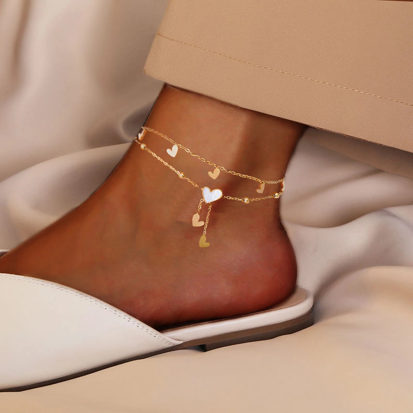 Elara Jewelry™ Amélie Heart Drop Anklet