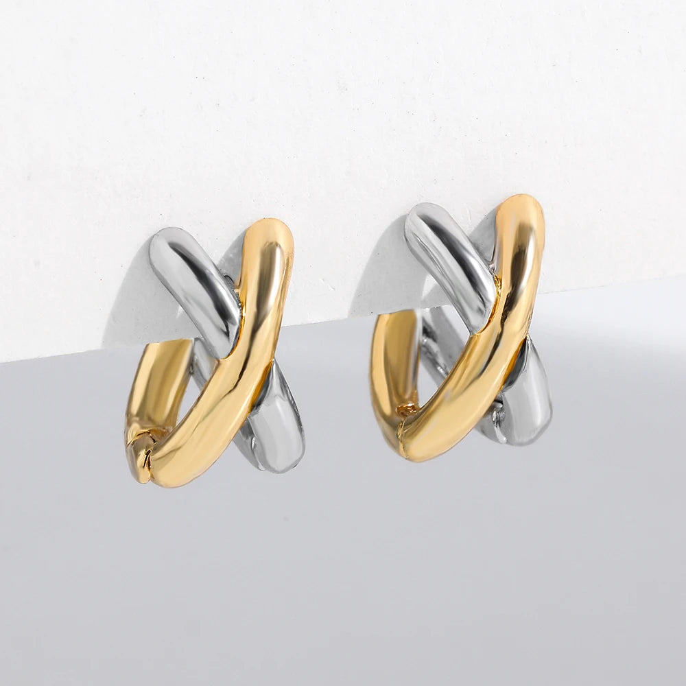 Elara Jewelry™ Two-Tone Twisted Hoop Earrings