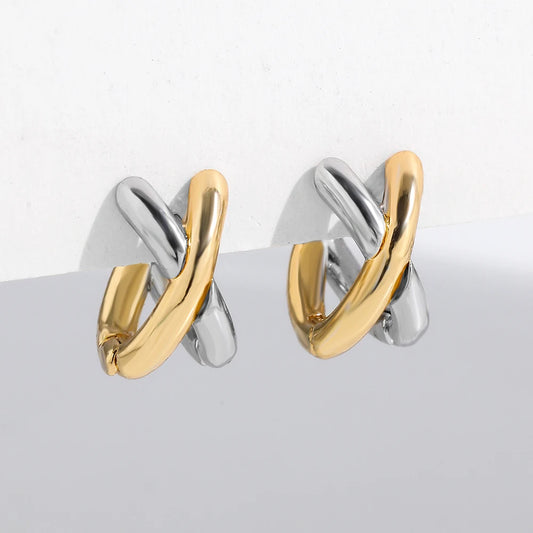 Elara Jewelry™ Two-Tone Twisted Hoop Earrings