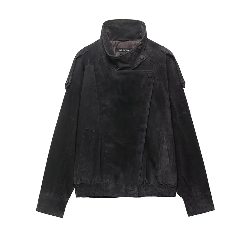 Lunara Winter™ Lederjacke mit Stehkragen