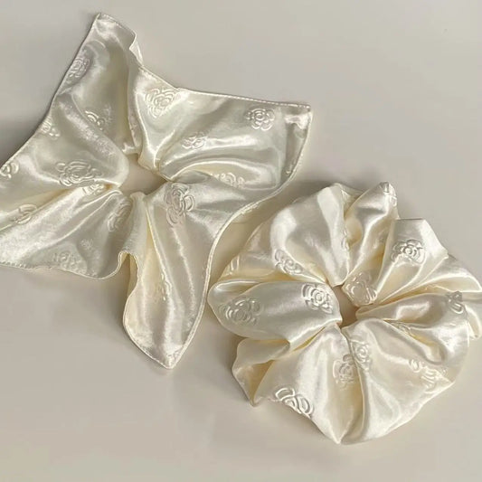 Satin Éclat™ Embroidered French Scrunchie