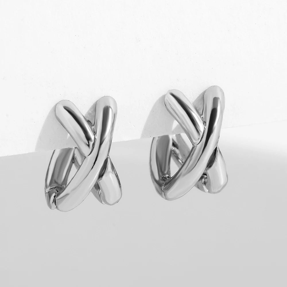 Elara Jewelry™ Two-Tone Twisted Hoop Earrings