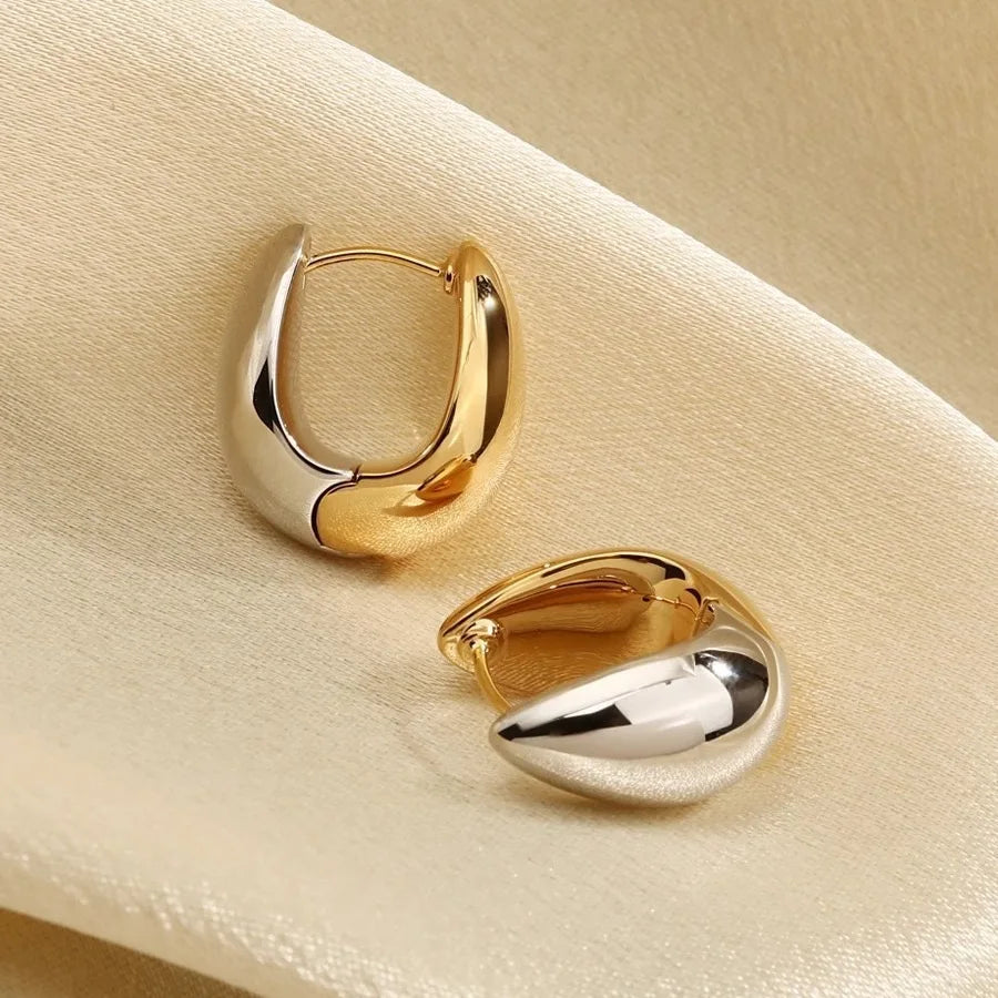 Elara Jewelry™ Two-Tone Organic Teardrop Hoop Earrings