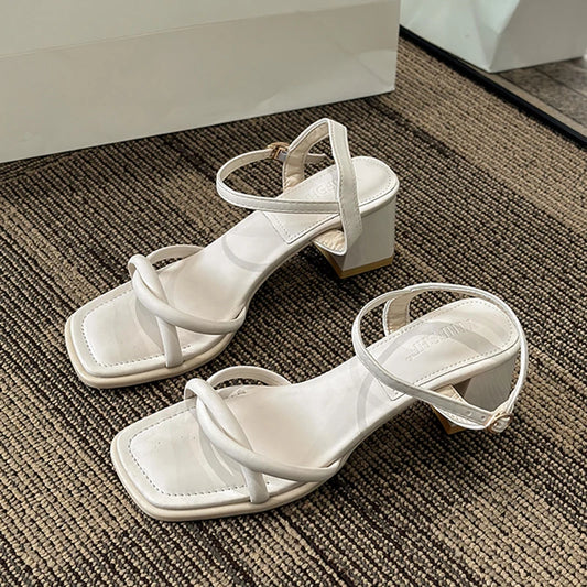 Solenne Shoes™ Delicate Square Low Heel Sandals
