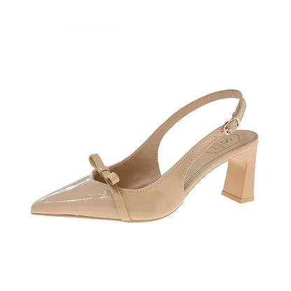 Solenne Shoes™ Pointed Toe Bow Midi Heel