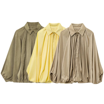 Lunara Winter™ Cropped Pleated Collar Blouse