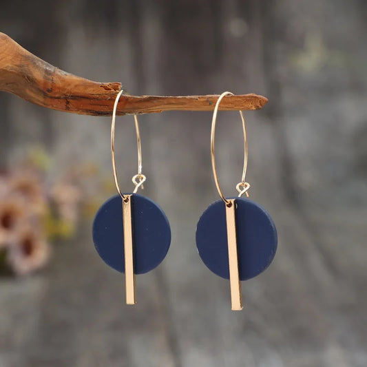 Elara Jewelry™ Disc Drop Hoop Earrings