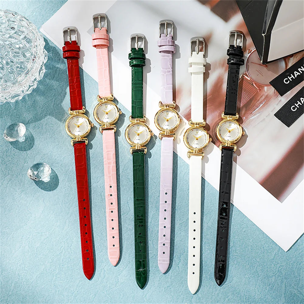 Velya Watches™ Orologio da donna in pelle nera